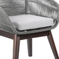 27" Gray Solid Wood Outdoor Dining Chair with Gray Cushion