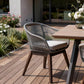27" Gray Solid Wood Outdoor Dining Chair with Gray Cushion