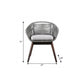 27" Gray Solid Wood Outdoor Dining Chair with Gray Cushion
