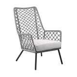 26" Gray and Black Steel Indoor Outdoor Dining Chair with Gray Cushion