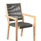 Set of Two 23" Charcoal and Natural Wood Solid Wood Outdoor Arm Chair