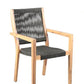 Set of Two 23" Charcoal and Natural Wood Solid Wood Outdoor Arm Chair