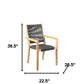 Set of Two 23" Charcoal and Natural Wood Solid Wood Outdoor Arm Chair