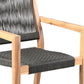 Set of Two 23" Charcoal and Natural Wood Solid Wood Outdoor Arm Chair