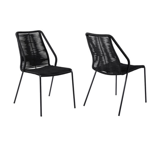 Set of Two 22" Black Metal Outdoor Dining Chair