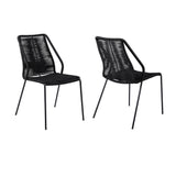 Set of Two 22" Black Metal Outdoor Dining Chair