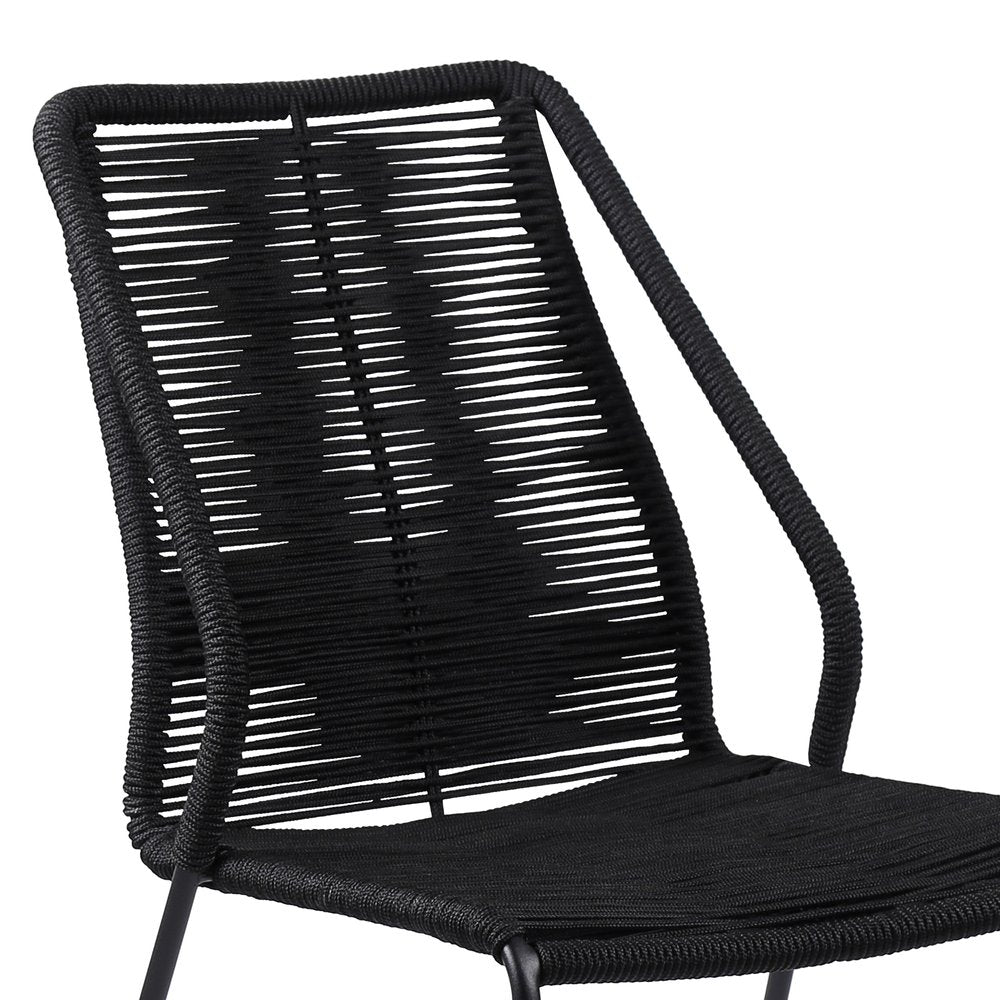 Set of Two 22" Black Metal Outdoor Dining Chair