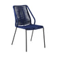 Set of Two 22" Blue Metal Outdoor Dining Chair