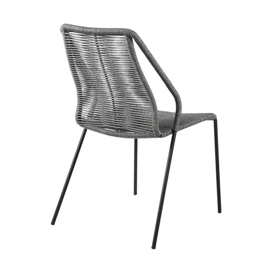 Set of Two 22" Gray Metal Outdoor Dining Chair