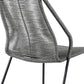Set of Two 22" Gray Metal Outdoor Dining Chair