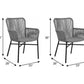 Set of Two 22" Gray Metal Outdoor Dining Chair