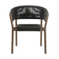 Set of Two 26" Black and Natural Wood Solid Wood Outdoor Dining Chair