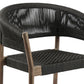 Set of Two 26" Black and Natural Wood Solid Wood Outdoor Dining Chair