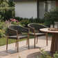 Set of Two 26" Black and Natural Wood Solid Wood Outdoor Dining Chair