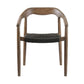 Set of Two 22" Black and Natural Wood Solid Wood Outdoor Dining Chairs