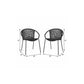 Set of Two 25" Black Metal Outdoor Dining Chair