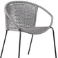 Set of Two 25" Gray Metal Outdoor Dining Chair