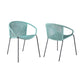 Set of Two 25" Green Metal Outdoor Dining Chair