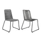 Set of Two 23" Gray Metal Outdoor Dining Chair