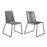 Set of Two 23" Gray Metal Outdoor Dining Chair