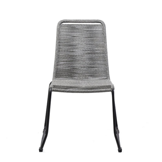 Set of Two 23" Gray Metal Outdoor Dining Chair