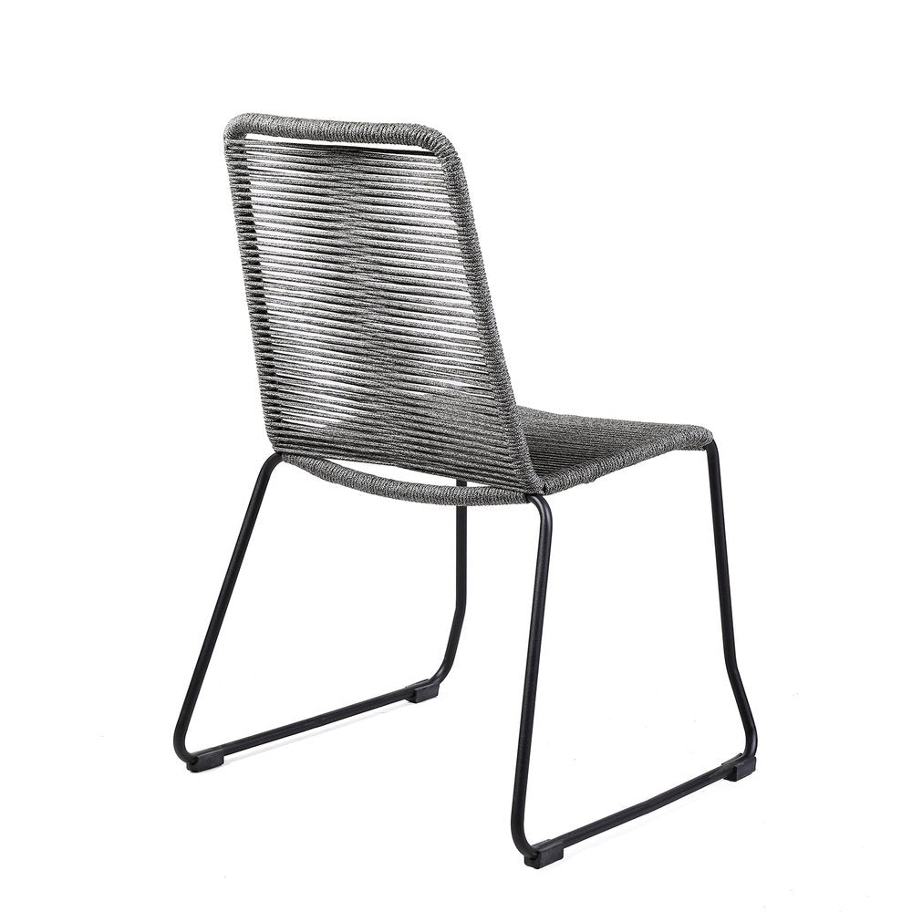 Set of Two 23" Gray Metal Outdoor Dining Chair