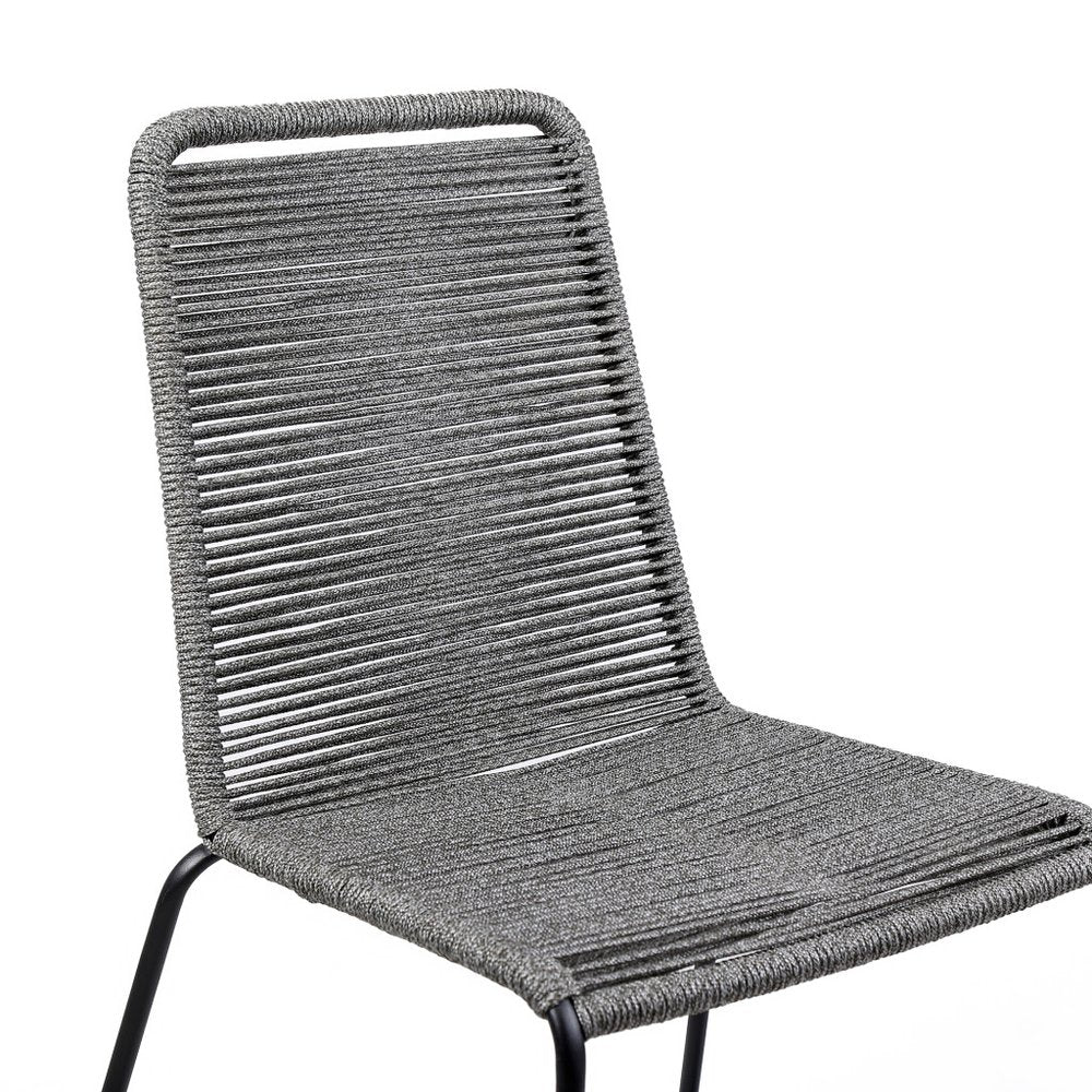 Set of Two 23" Gray Metal Outdoor Dining Chair