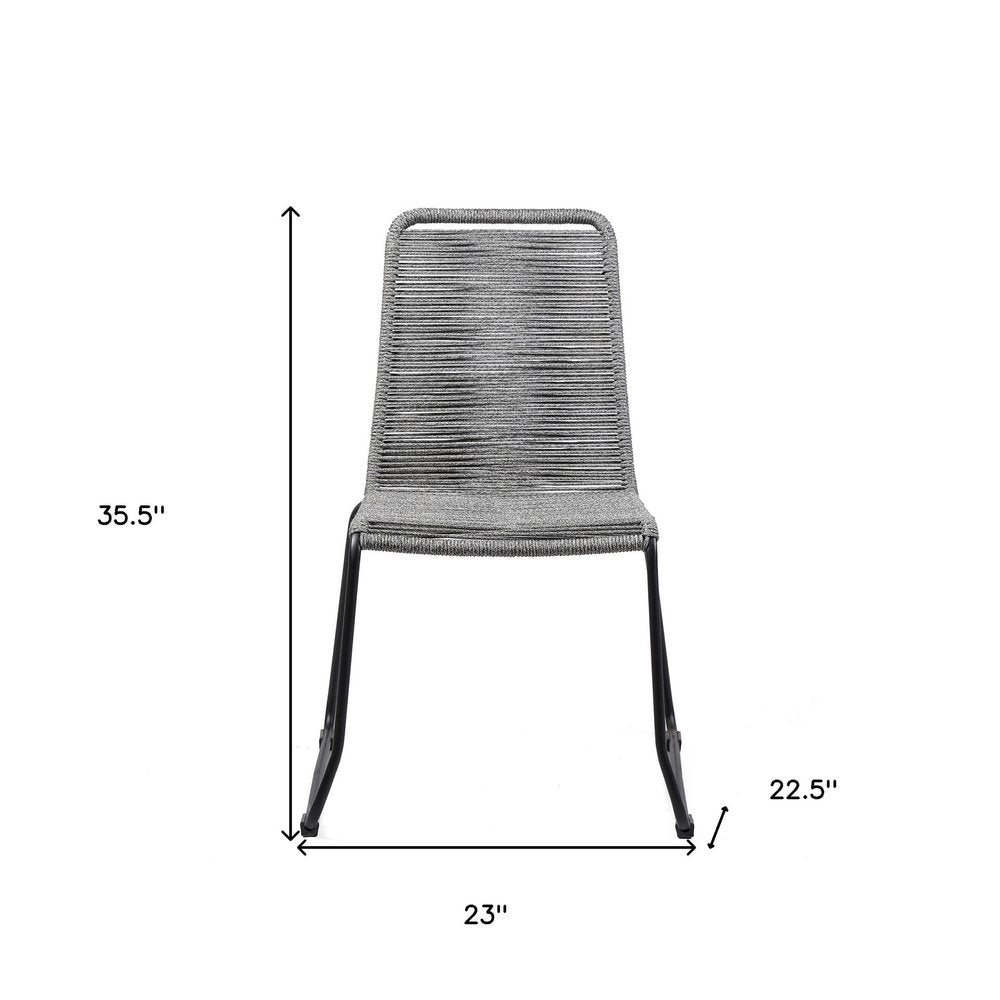 Set of Two 23" Gray Metal Outdoor Dining Chair