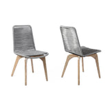 Set of Two 18" Gray Solid Wood Outdoor Dining Chair