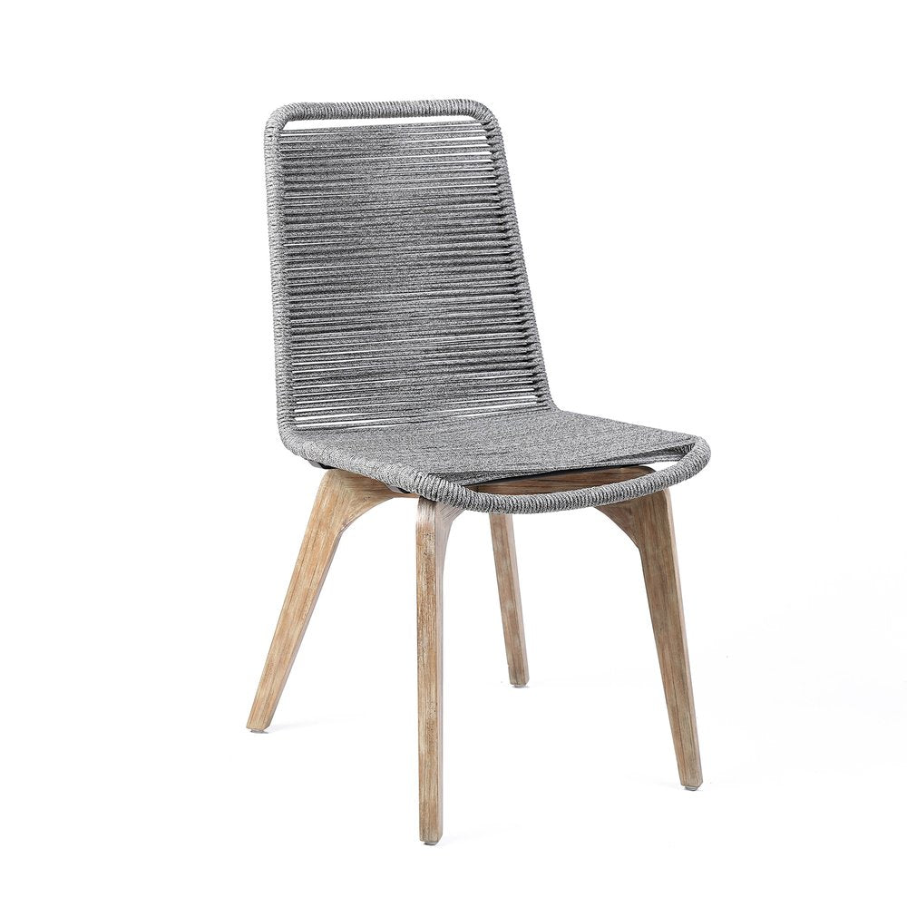 Set of Two 18" Gray Solid Wood Outdoor Dining Chair