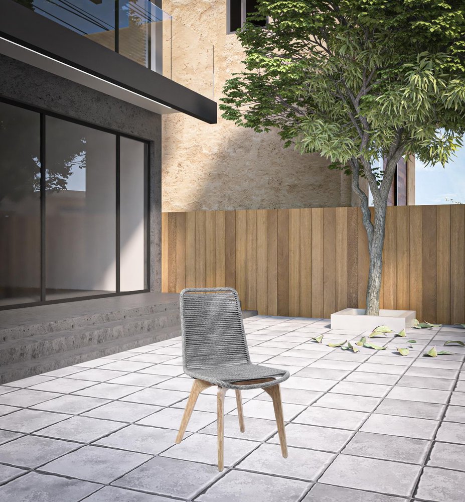 Set of Two 18" Gray Solid Wood Outdoor Dining Chair