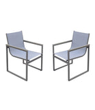 Set of Two 22" Light Gray Metal Outdoor Dining Chair