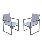 Set of Two 22" Light Gray Metal Outdoor Dining Chair