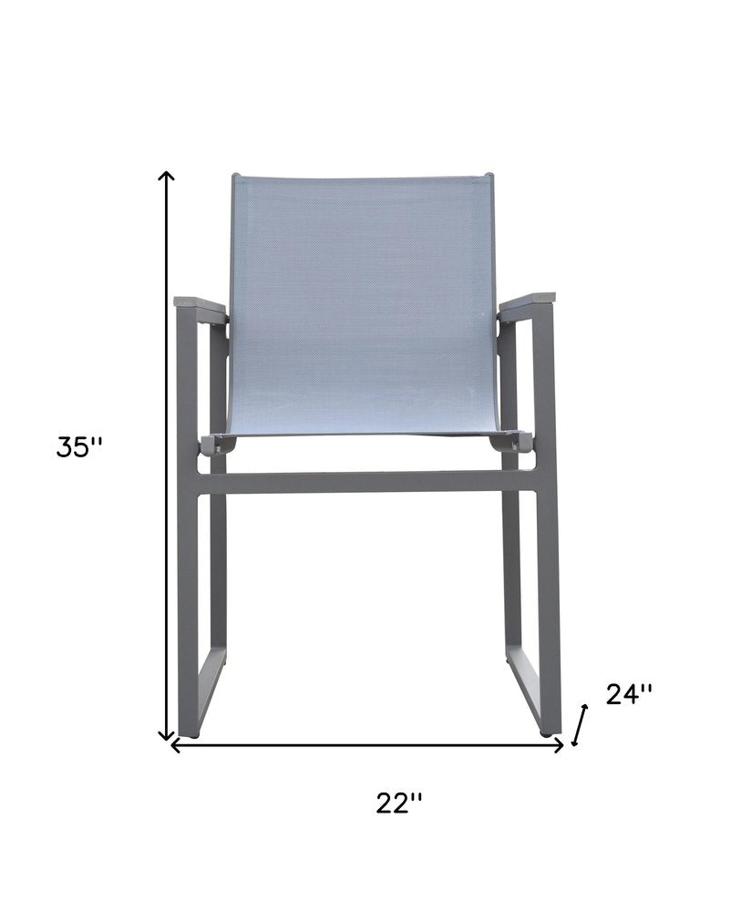 Set of Two 22" Light Gray Metal Outdoor Dining Chair
