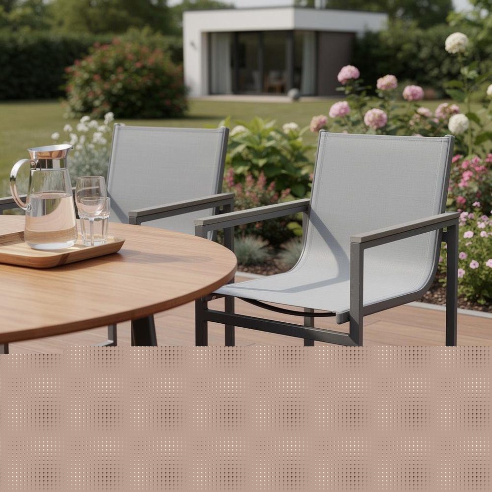 Set of Two 22" Light Gray Metal Outdoor Dining Chair