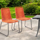 Set of Two 23" Tangerine Metal Outdoor Dining Chair