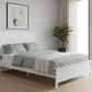 White Shiplap Texture Distressed Solid Wood Queen Bed Frame