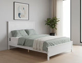 White Shiplap Texture Distressed Solid Wood Queen Bed Frame