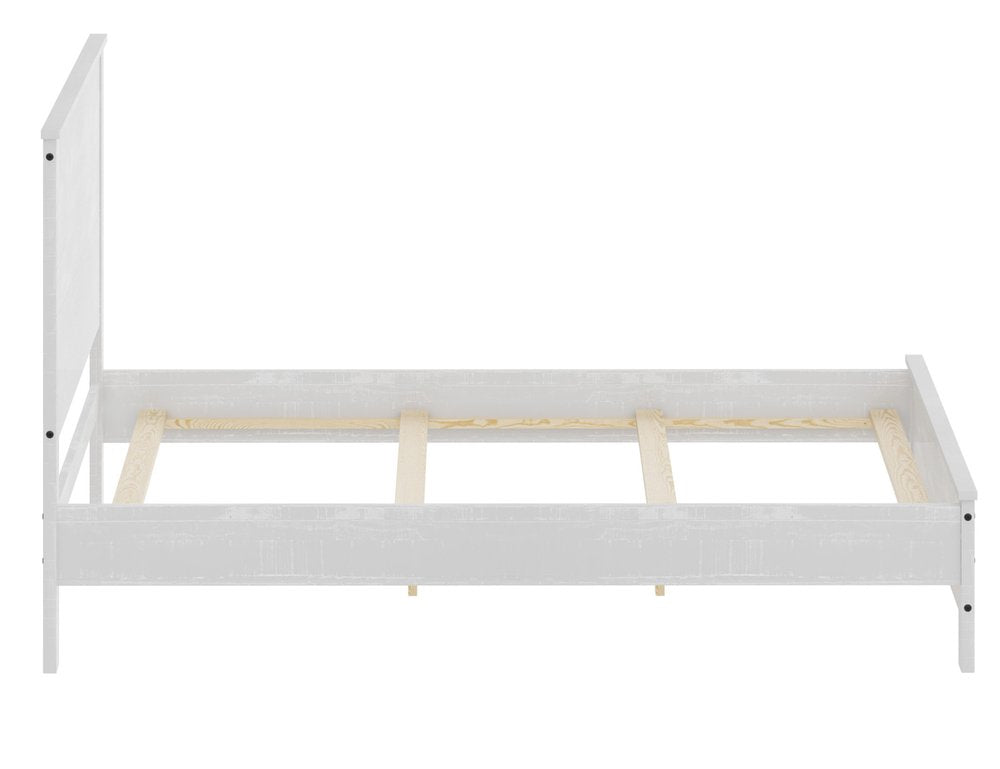 White Shiplap Texture Distressed Solid Wood Twin Bed Frame