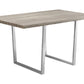 59" Taupe And Silver Solid Wood And Metal Sled Base Dining Table