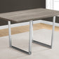 59" Taupe And Silver Solid Wood And Metal Sled Base Dining Table