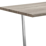 59" Taupe And Silver Solid Wood And Metal Sled Base Dining Table