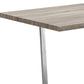 59" Taupe And Silver Solid Wood And Metal Sled Base Dining Table