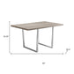 59" Taupe And Silver Solid Wood And Metal Sled Base Dining Table