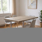 59" Taupe And Silver Solid Wood And Metal Sled Base Dining Table