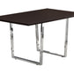 59" Espresso And Silver Solid Wood And Metal Sled Base Dining Table