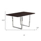 59" Espresso And Silver Solid Wood And Metal Sled Base Dining Table