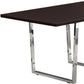 59" Espresso And Silver Solid Wood And Metal Sled Base Dining Table
