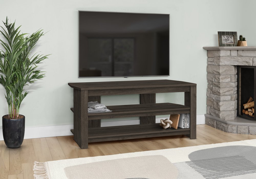 42" Brown Wood Open Shelving TV Stand