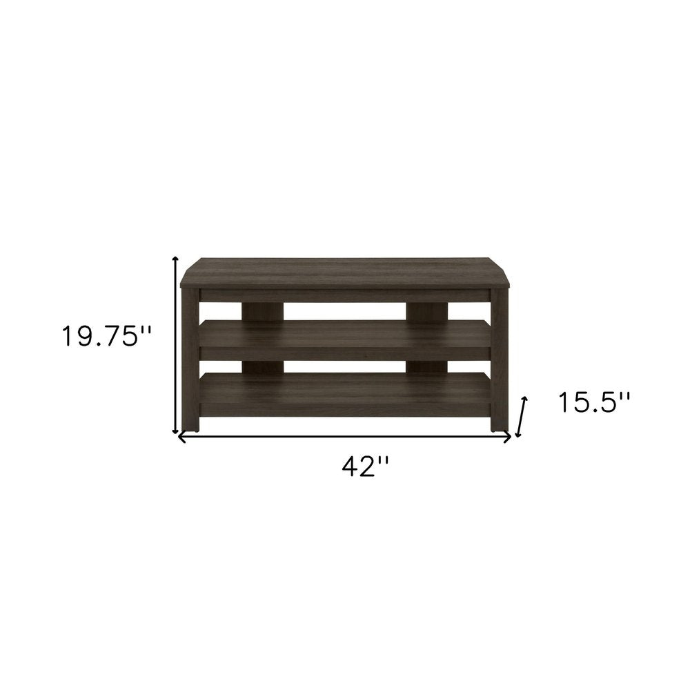 42" Brown Wood Open Shelving TV Stand